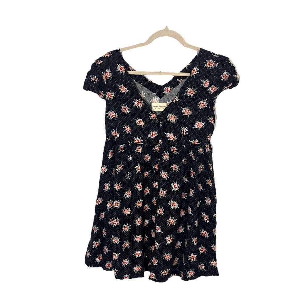 Denim Supply Ralph Lauren Babydoll Dress Size XS Floral Grunge Pockets V Neck